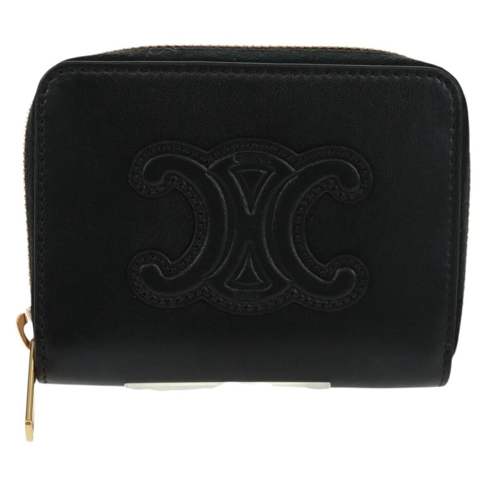 Celine Triomphe Leather Wallet Black